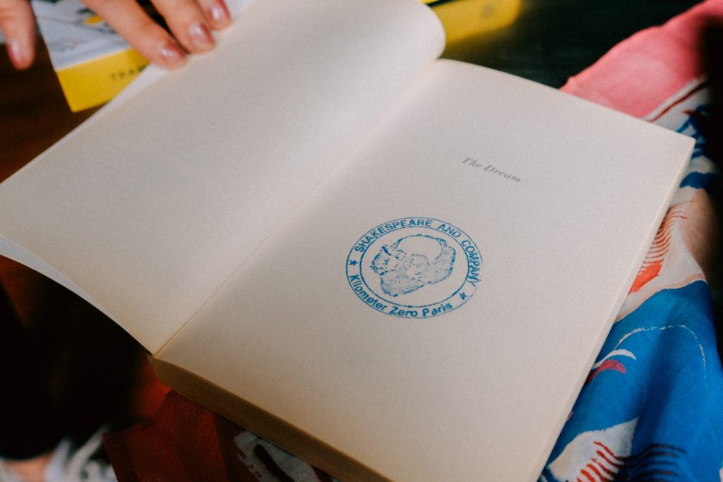 A stamped book from Shakespeare and Company, the famous Parisian bookstore