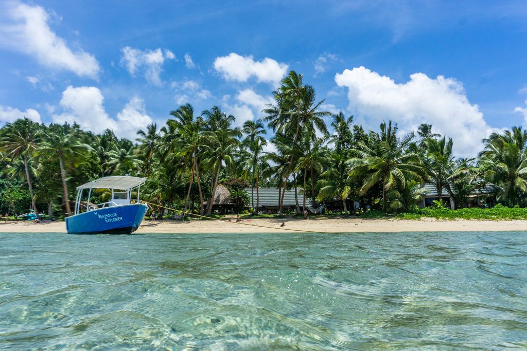 The crystal clear water in Fiji