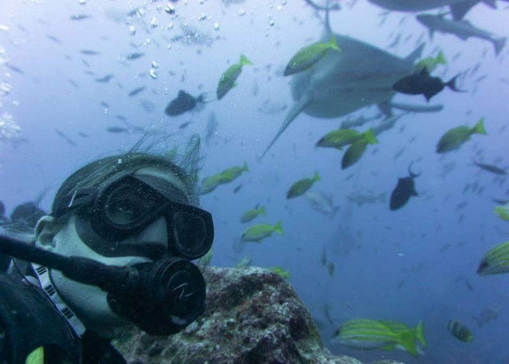 Scuba-diving with a shark in Fiji